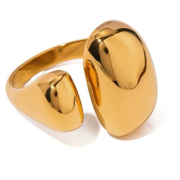 Gold Plated Geometric Ring, Creative, Design, Unique, Tre… - Picture 4 of 5